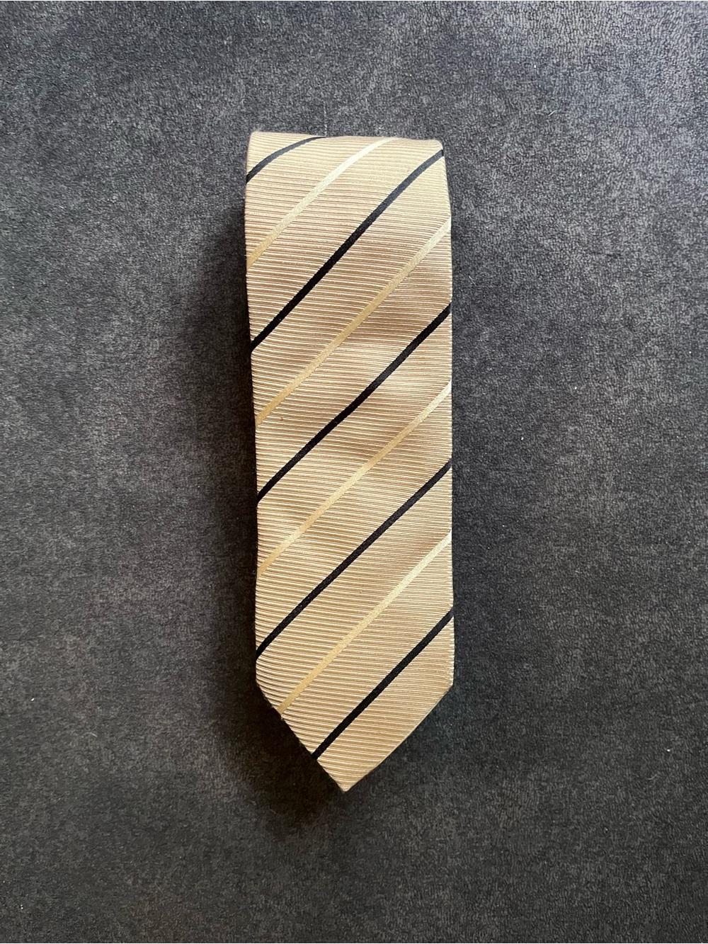 Pal Zileri Champagne Tie with Black Diagonal Stripes - Picture 1 of 3